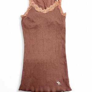 Y2K Abercrombie Brown Lace Ribbed Tank Top Baby Tee Fairycore